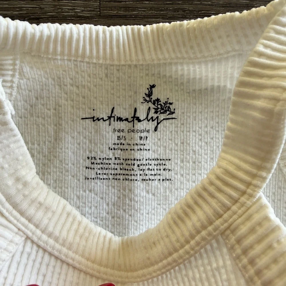 Free People Cream Ribbed Knit Top